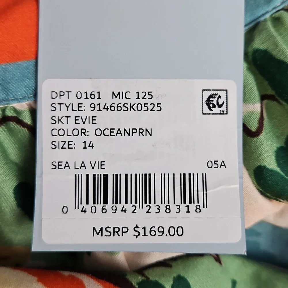 ANTONIO MELANI Evie‎ Cotton A-line Maxi Skirt: Ocean Print: Size-14
